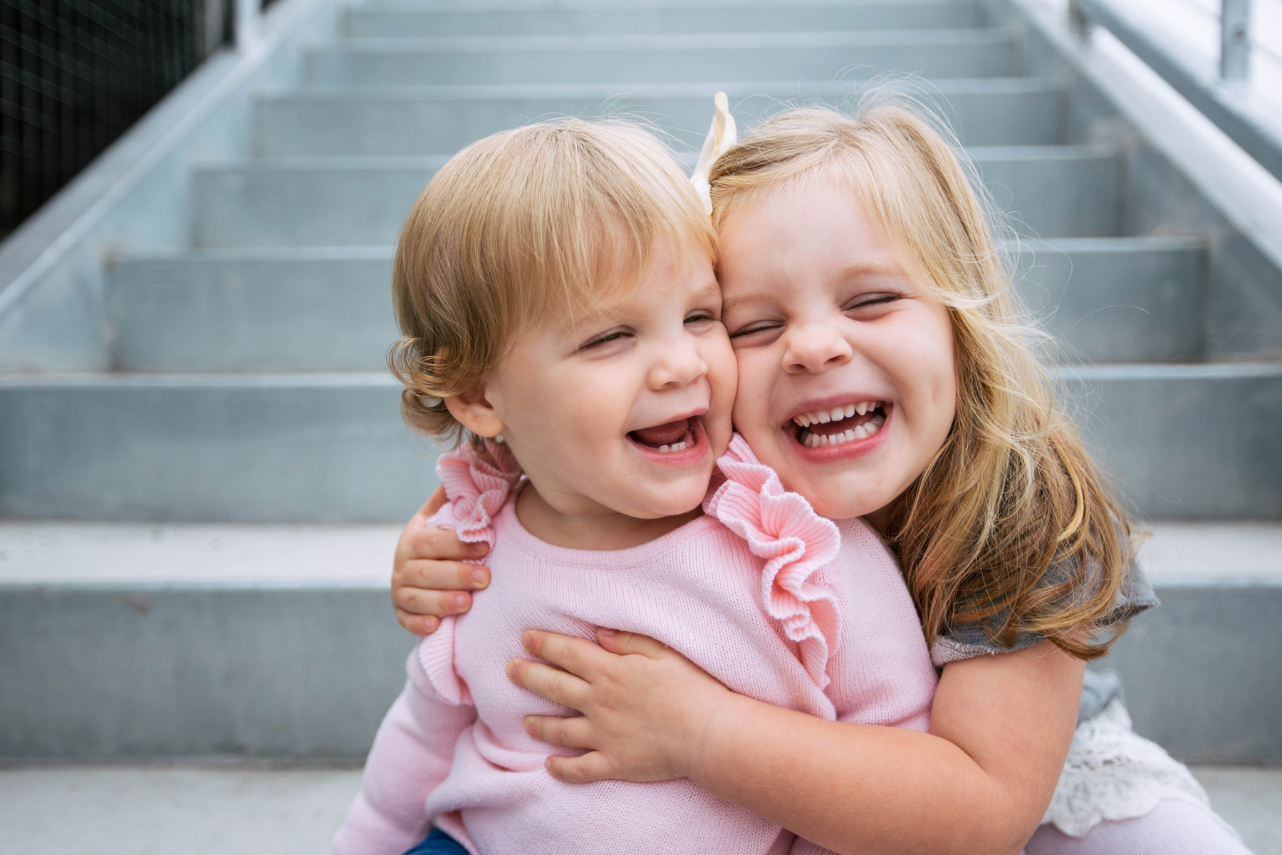 Urban family session, young sisters